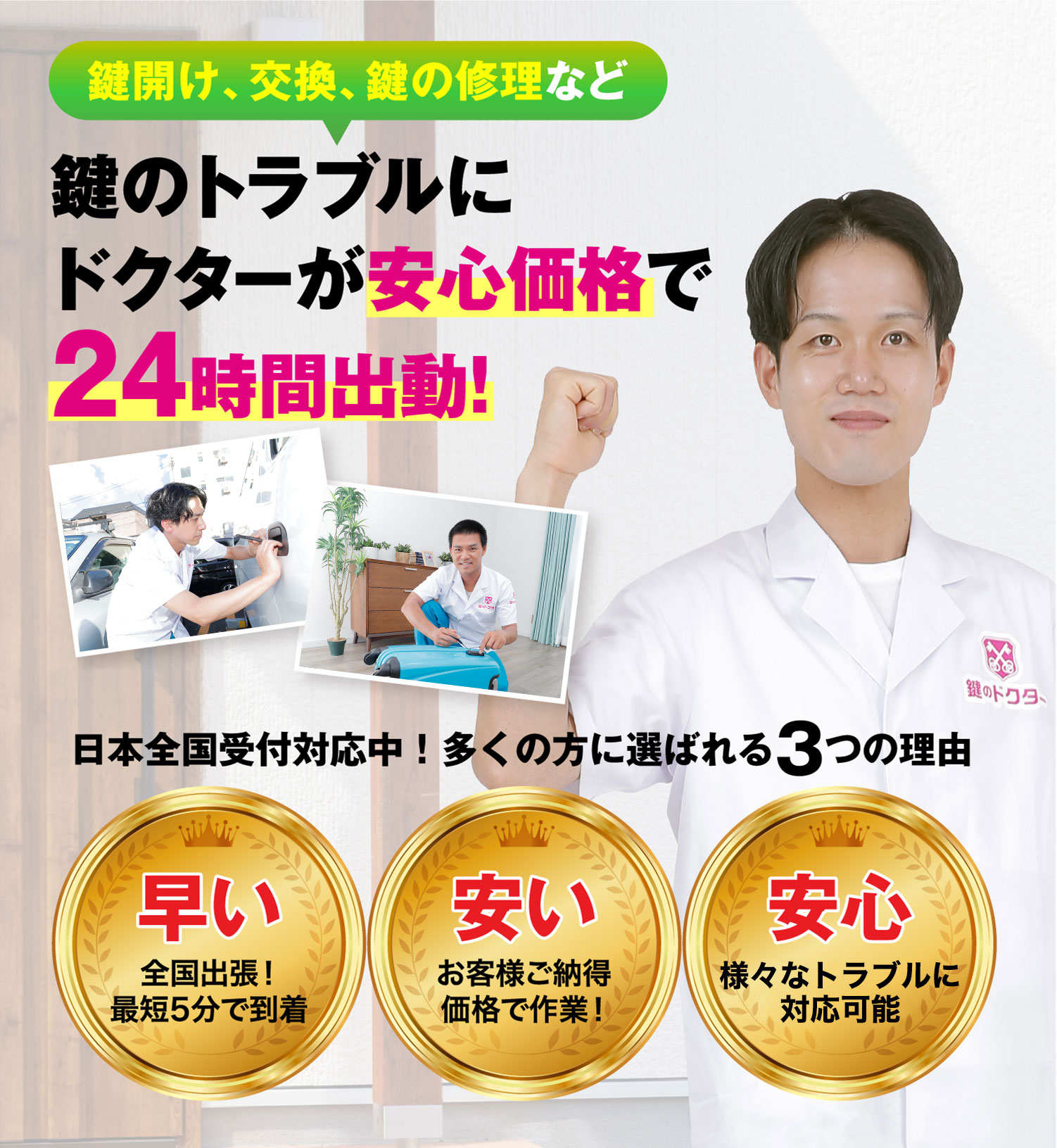 鍵のトラブルにドクターが安心価格で24時間出動!